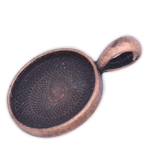 16mm  Antique Copper Round Cameo Cabochon Bezel  Base Setting Pendants Mini pendant trays 20pcs