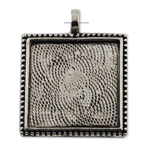20 Antique Silver Square Zinc Alloy Cameo Cabochon Base Setting Pendants;fit 25mm cabochon