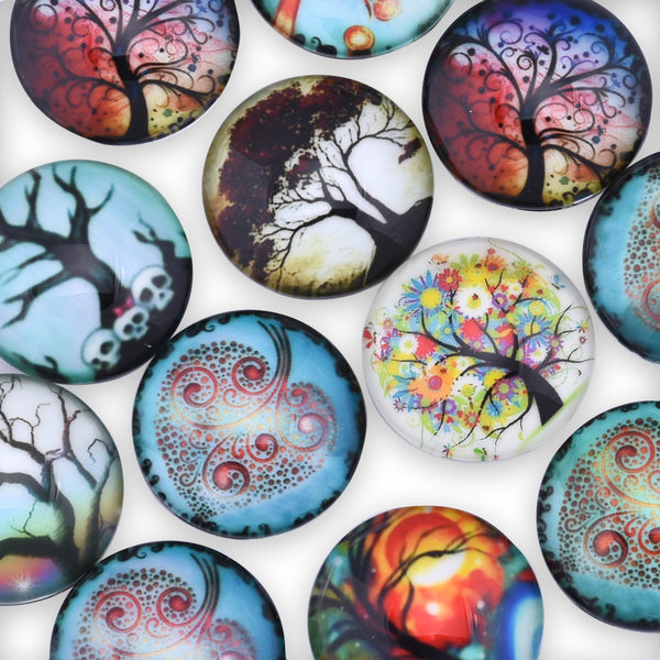 20 Glow in the Dark Cabochons fit 25mm 1" Pendants Tree of Life Pattern Glowing Jewelry Dome Cameo Jewelry