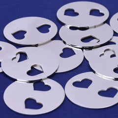10 tibetara® Stainless Steel Whimsical Hearts Cut Out Metal Stamping Blank about 32mm Round Stamping Tags, Diy Jewelry Supply