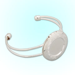 32MM Silver Bracelet  Photo Locket,Cuff,Adjustable,Inner bezel size is 24mm;outsite bezel size is 20mm,Lead Free And Nickel Free;Sold 5PCS Per Lot