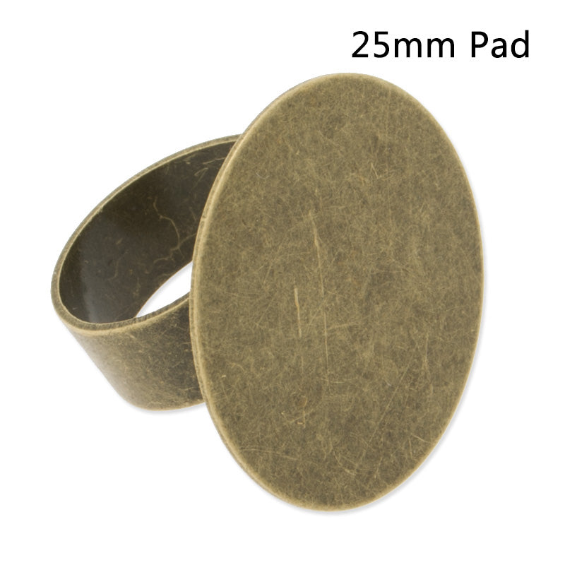Adjustable antique bronze ring with 25mm Pad,20pcs/lot