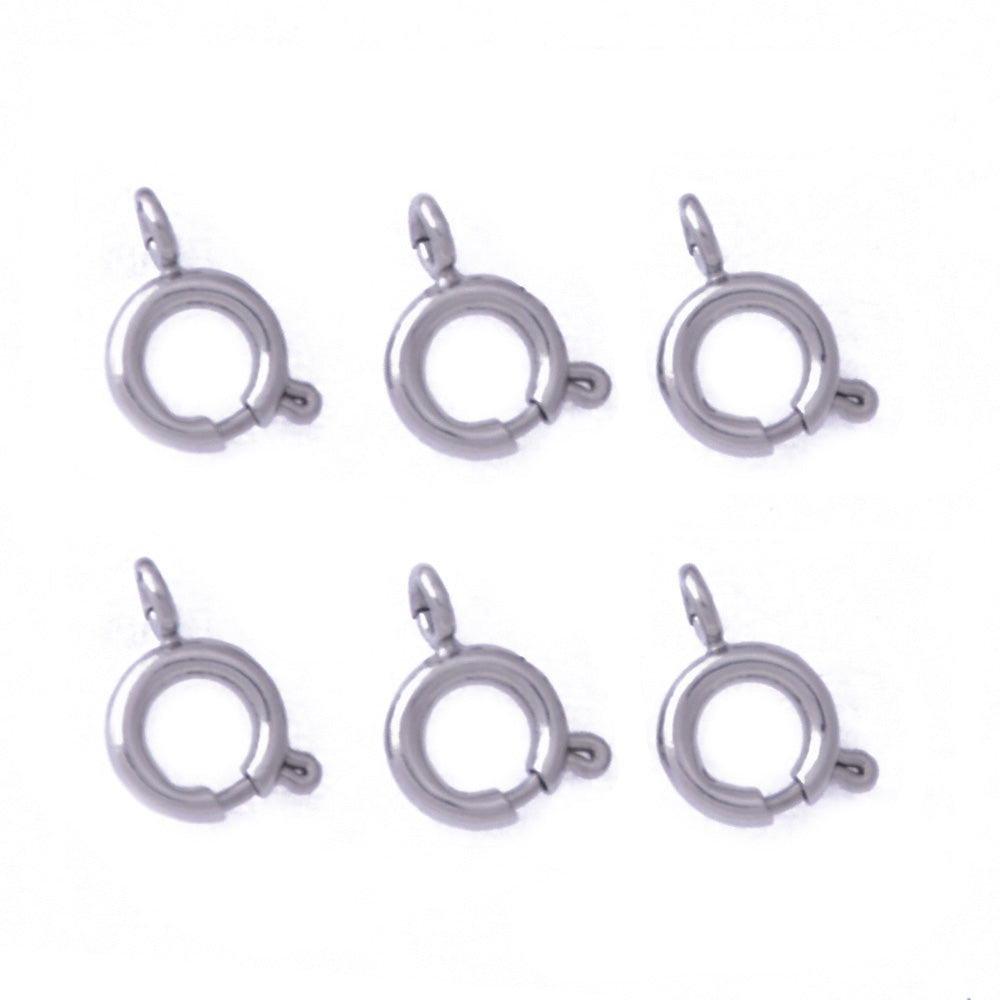 5mm Silver Tone Stainless Steel Spring Ring Clasp Connector Bead Chunky Clasps Claw Clasp Lobster Catch Findings 20pcs