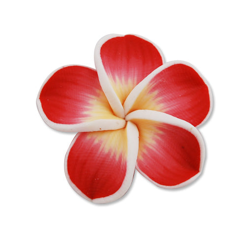30MM HandMade And Flat Back Polymer Clay Flower Beads,Red,Side Drilled Hole Size 2.5MM,Lead Free,Sold 50 PCS Per Package