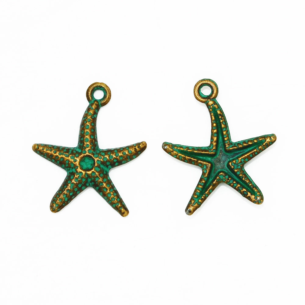 21*18mm Verdigris Patina Pendant Findings,Pendant Charms,Patina Starfish Pendant,Thickness 2mm,sold 20pcs/lot