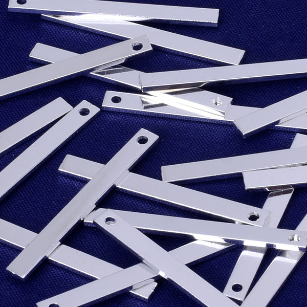 About 20*1.5mm tibetara® Brass Bar Pendant Blanks for Engraving Hand Stamping Stamping Blanks thickness 1.2mm plated silver 20pcs