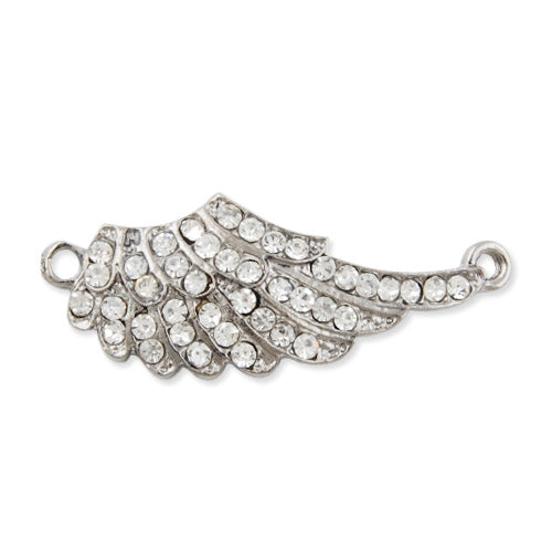 40*15MM Brass Base, Gun Mental Black Plated,Clear Rhinestone,Cute wing Charm,Design Fits Wrist Shape