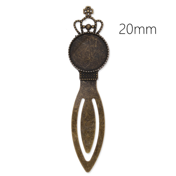 20mm Crown Round Setting Bezels Cameo Mountings Tray Base,Vintage Antiqued Bronze Bookmark,length:90mm,10pcs/lot