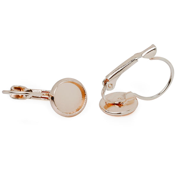 8mm New Round Earring Blanks,Brass Earring Blank Hook Rose Gold,French Lever Back,sold 50pcs/lot