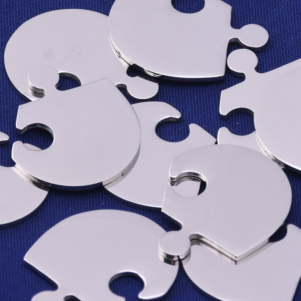 10pcs  about 7/8"*3/4" tibetara® Stainless Steel Puzzle Piece Stamping Blank  Fantastic Shine 18 Gauges Awesome Silver Alternative