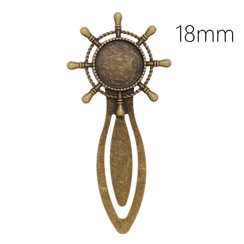 High Quality Vintage Antiqued Bronze wheel Bookmark with 18mm Round Bezel,length:83mm,10pcs/lot