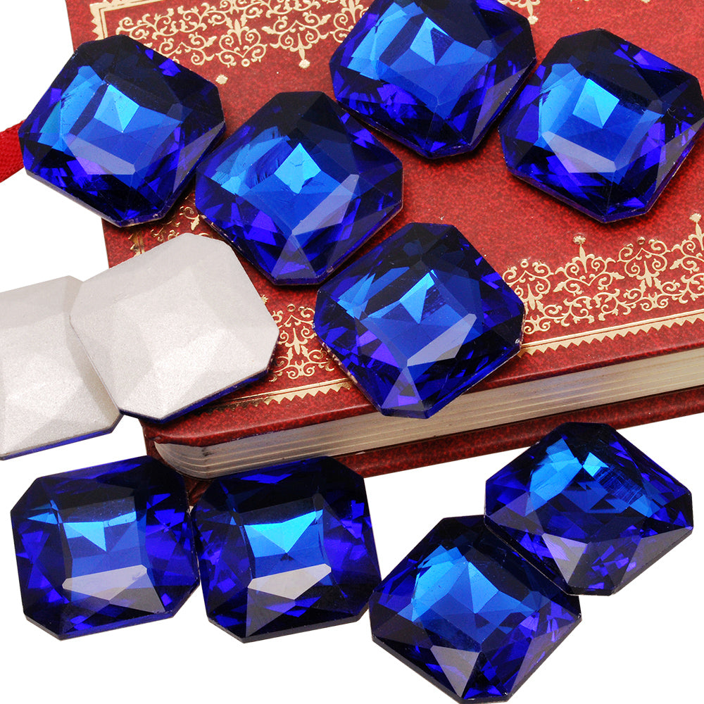 23mm Octagonal bottom tip Crystal Fancy Stone,Cushion Cut Gem,4675,Square Sapphire Blue Crystal Faceted Stone,10pcs/lot