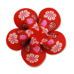 25MM HandMade And Flat Back Polymer Clay Flower Beads,Orange,Side Drilled Hole Size 2.5MM,Lead Free,Sold 50 PCS Per Package