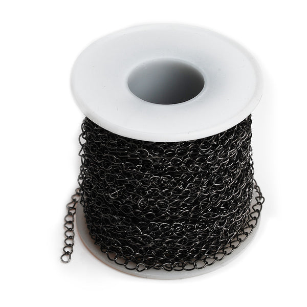 3.7MM*2.2MM Brass Gun Metal Black Plated  Cube Chain,Handmade,Sold 25 Meters Per Roll