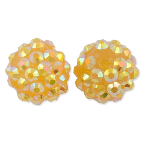 12*14 MM Round Resin Pave Beads,Yellow Base,Clear AB,Sold 50PCS Per Package