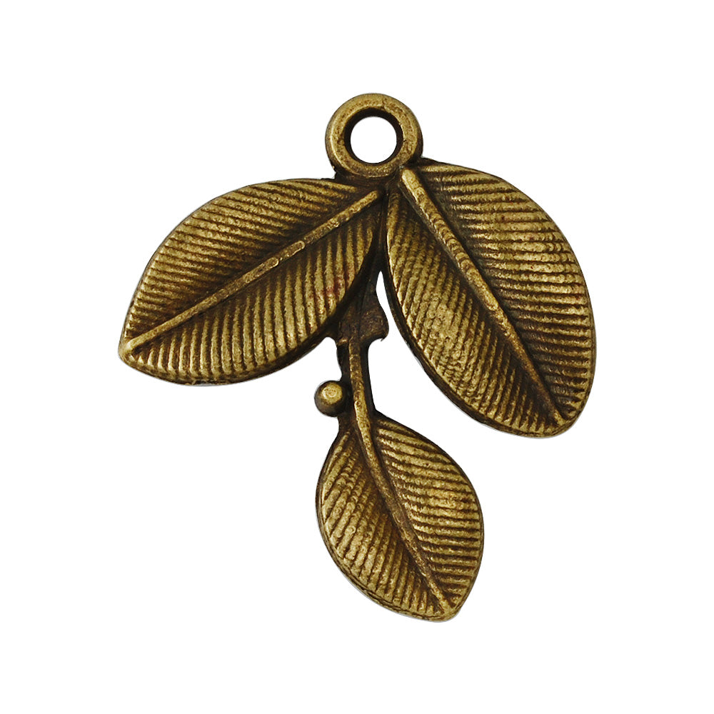 50 Antique Bronze Tree Branch Charm Leaf Charm Vine with Leaves Tree Jewelry Metal Jewelry Charms 23x27mm