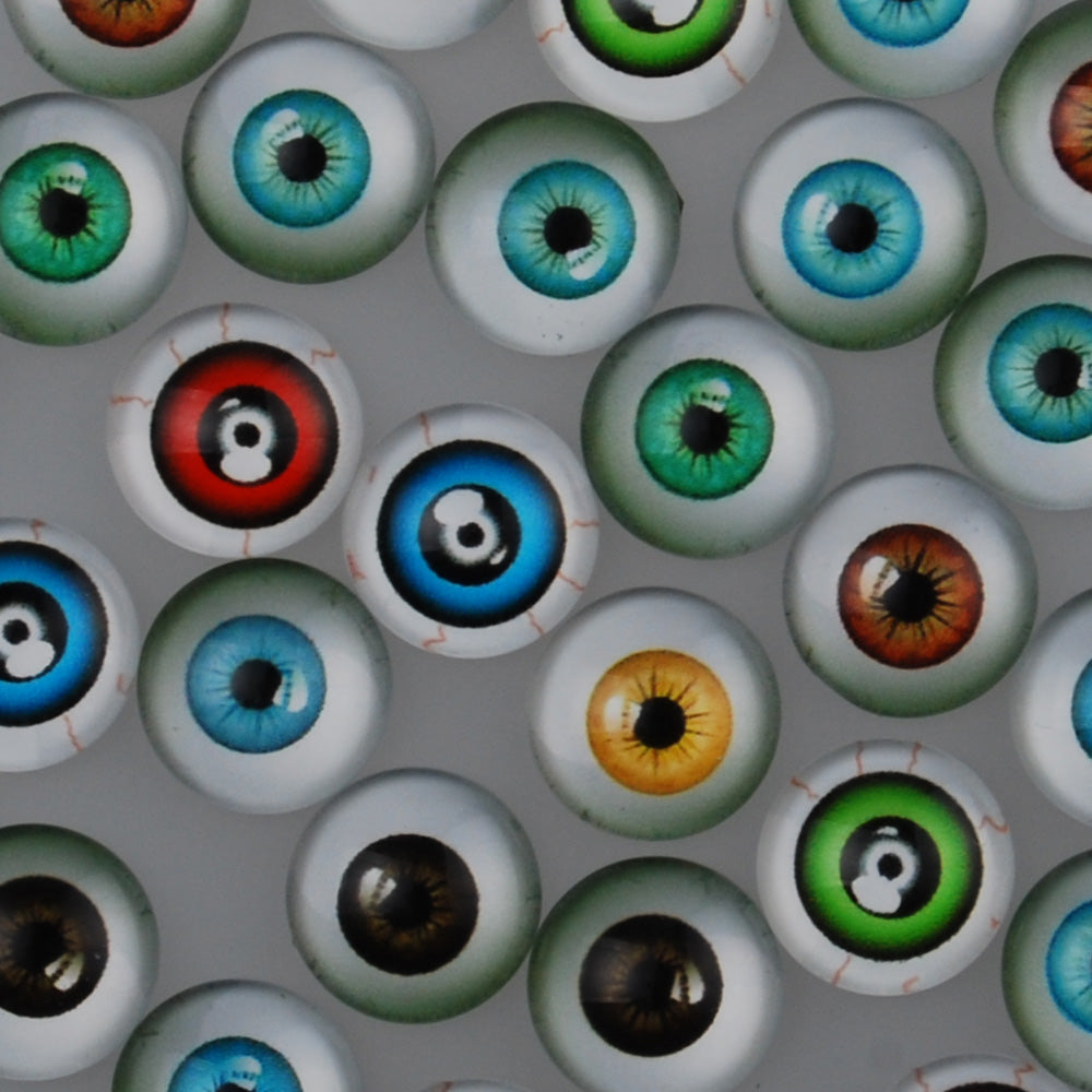 12MM Round colorful glass cabochons with mixed eyes,Photo glass cabochons,flat back,thickness 4.5mm,50 pieces/lot