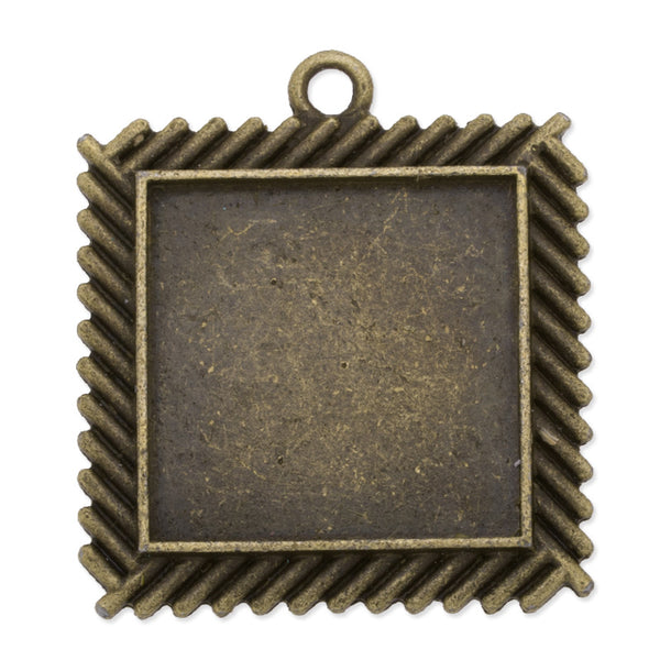 25mm(1 inch)Square Pendant trays,Zinc alloy filled,antique bronze plated,20pcs/lot