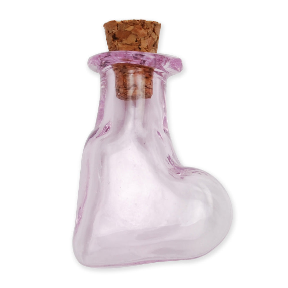 20 * 25mm Slanting Heart shaped Pink wishing bottle,small glass bottles with cork,glass jar,tiny corked bottle,empty glass bottles,10pcs/lots