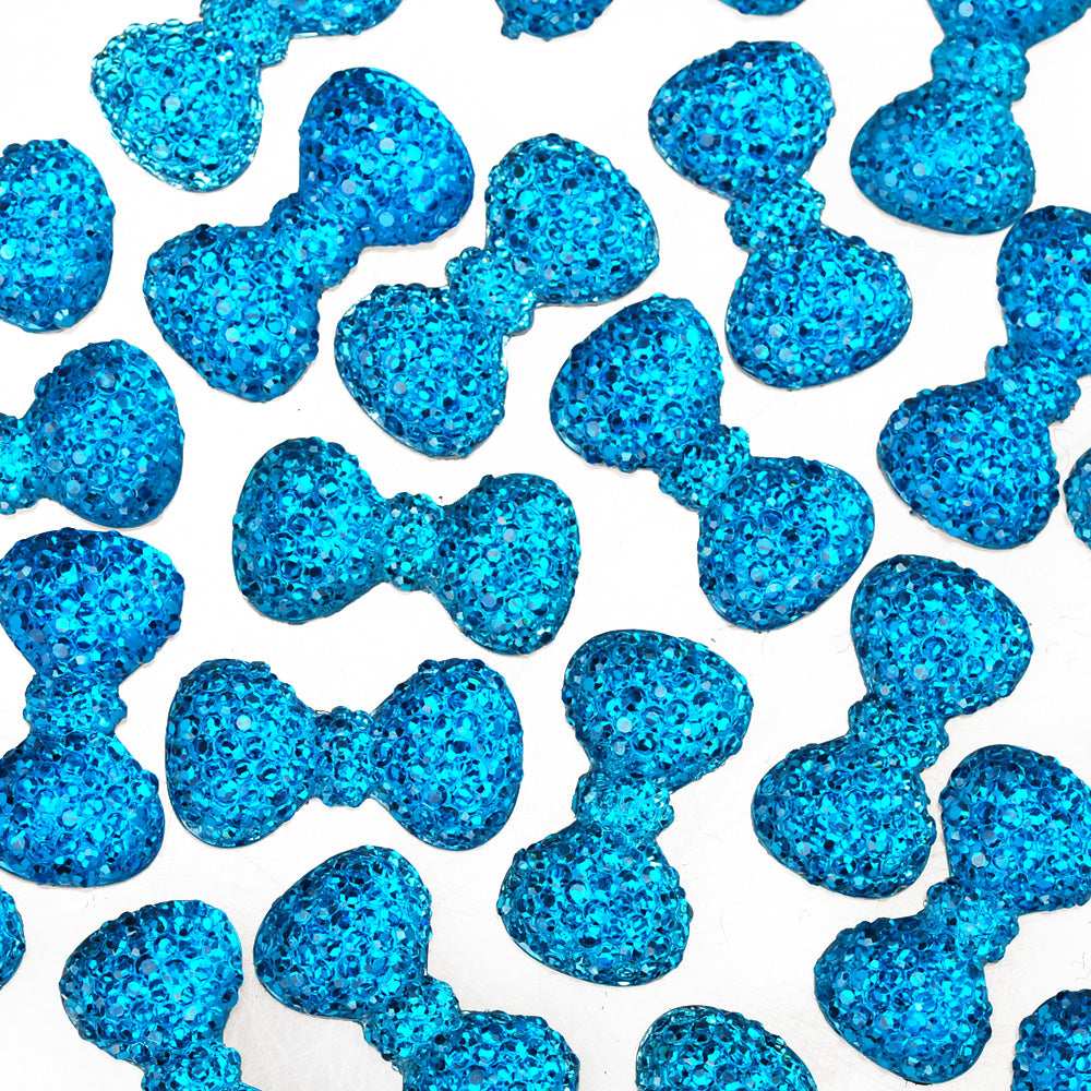 100 Acid Blue Bow Tie Druzy Cabochons Kawaii Cabochons Resin Flat Back Faceted DIY Jewelry Findings 24mm