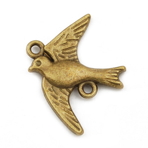 21*18mm Vintage antique bronze Zinc alloy charms connect,peace dove,sold 200 pcs per pkg