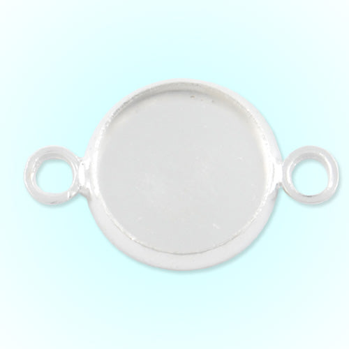 50 Bracelet Base With 10MM Round Setting,Silver Plated,Lead Free And Nickel Free