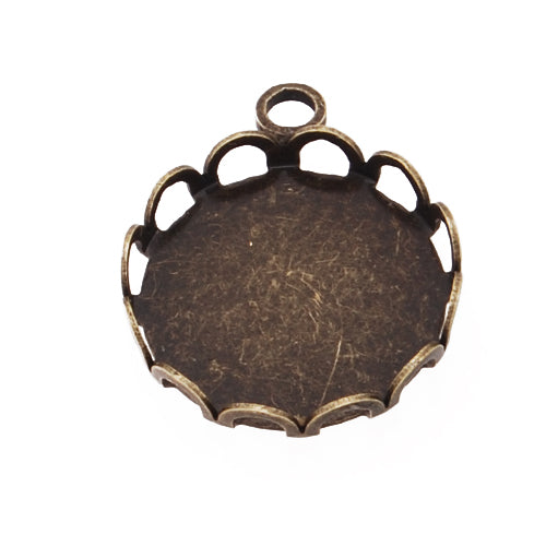 New style 15MM Antique Bronze Plated Copper Flower Pendant trays,lead and nickle free,sold 20pcs per pkg
