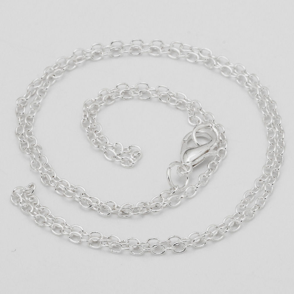 Great Quality 18＂2mm Finish Chain Necklace Chains Bulk For Pendant DIY jewelry Accessory Silver plated 20Pcs