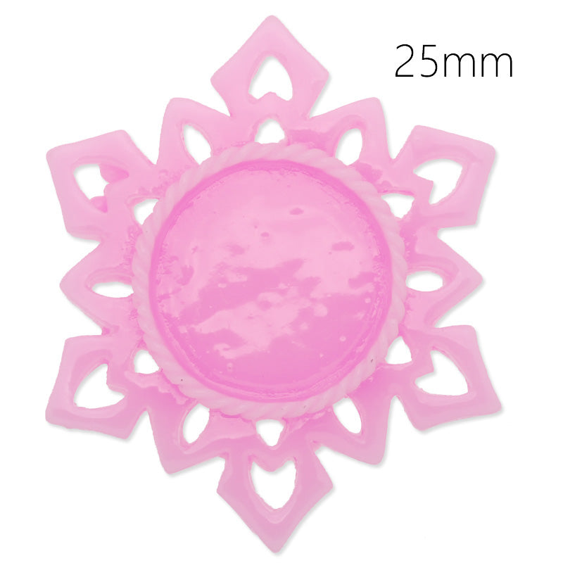 25mm Round frozen pendant blank,Pink ,Resin filled,20Pieces/lot
