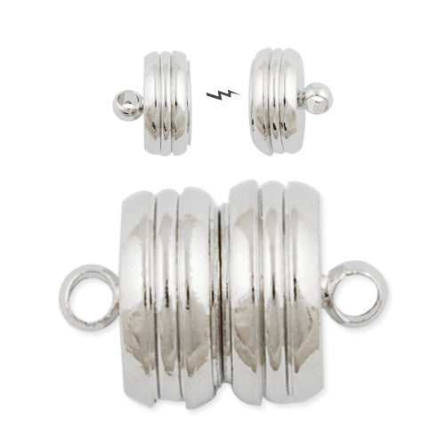10*15MM Silver Open Round Magnetic Buckle Ends Clasp Connector with Loop,nickel and lead free