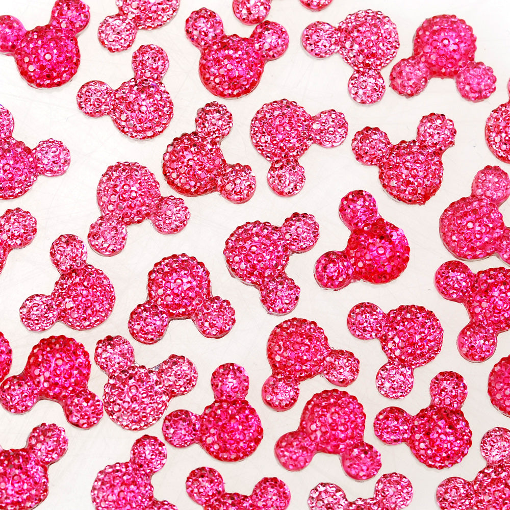 100 Rose Red Resin Cabochons Flatback Kawaii Glitter Cabs Druzy Embellishments 16mm