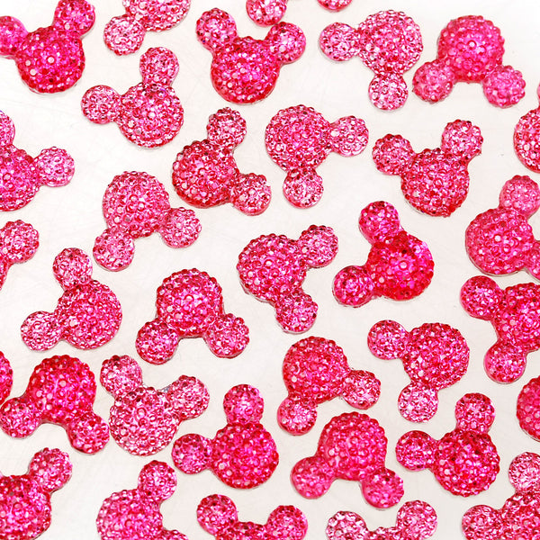 100 Rose Red Resin Cabochons Flatback Kawaii Glitter Cabs Druzy Embellishments 16mm