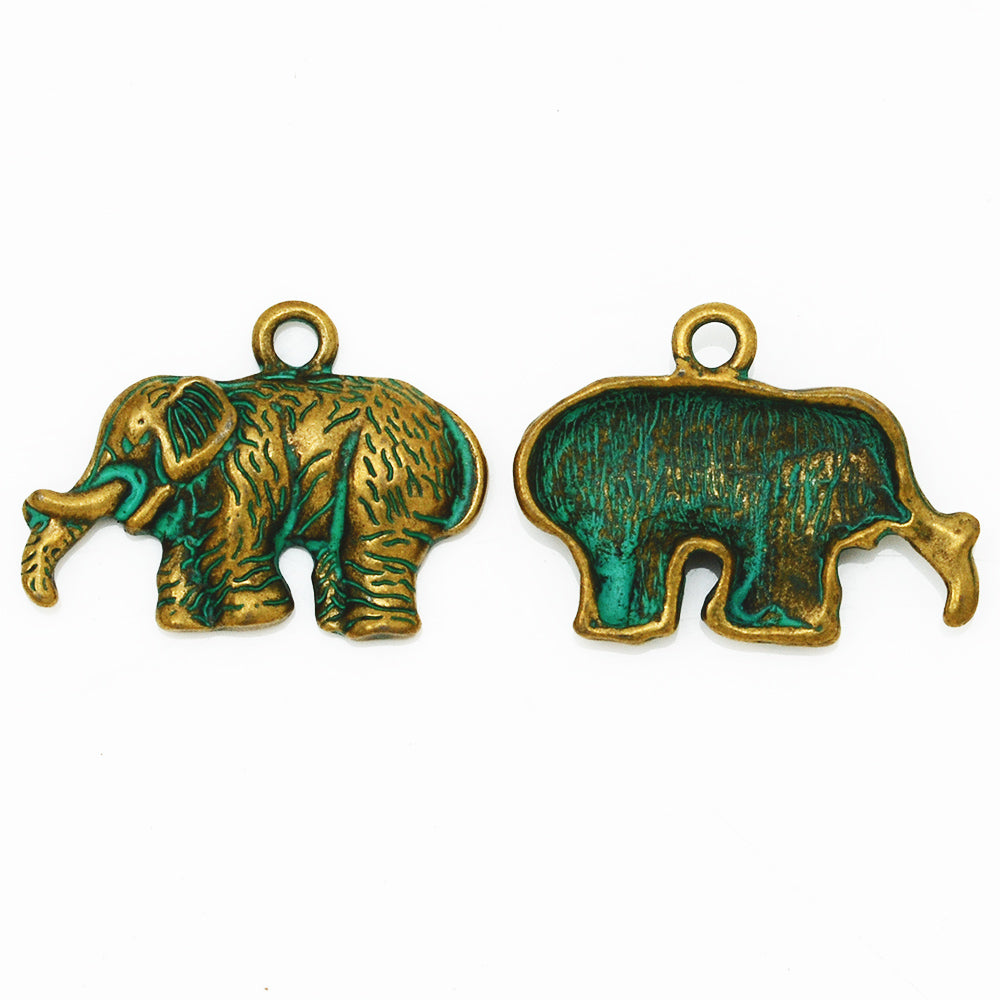 Cameo Elephant Pendant,Verdigris Patina Jewelry Findings,Pendant Charms,Thickness 4mm,sold 20pcs/lot