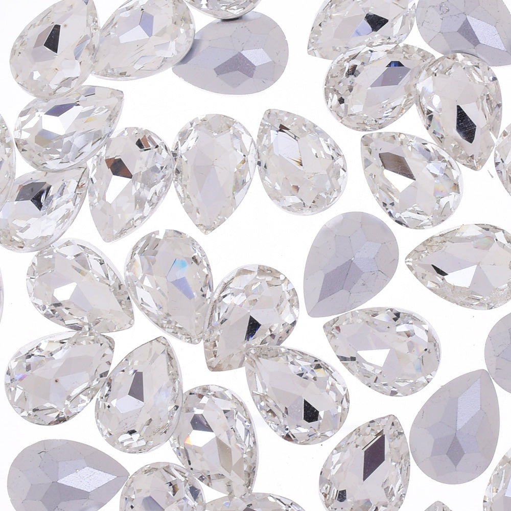 13x18mm Teardrop crystal Pointed Back Rhinestones Glass Crystal dress jewellery making shoes clear 50pcs 10184250