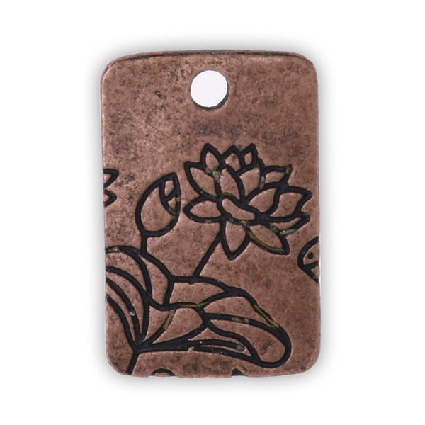 20 Metal Flower Charm Lotus Pendant Vintage Charms Lotus Jewelry Antique Copper Lotus 13X18mm