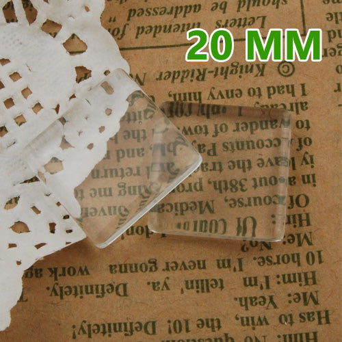 100 20MM square Flat Back clear Crystal glass Cabochon,Top quality,glass tiles,about 4mm thick