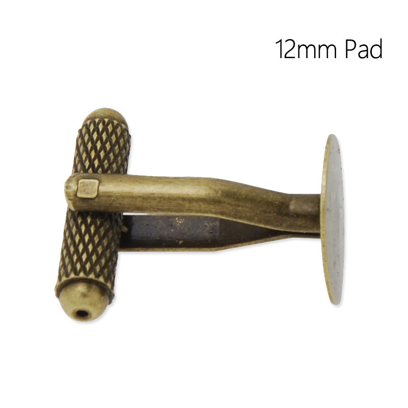 Cufflink Blanks with a 12mm Pad,Brass filled,Antique Bronze plated,20 Pieces/lot