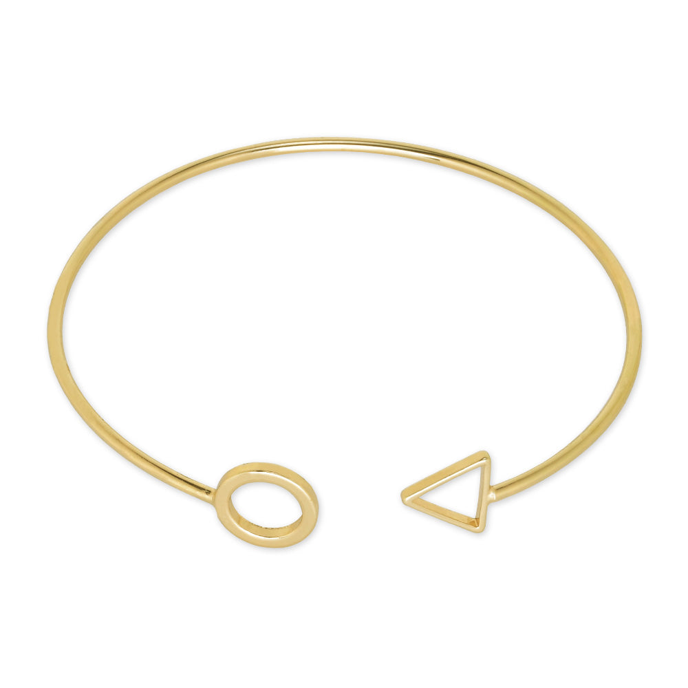 60mm Adjustable Brass Cuff Bracelet circle and Triangle Bangle eometry bracelet personalized bracelets plated gold 1pcs