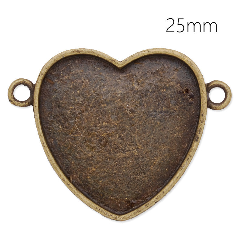 Bracelet Connector with 25mm Heart Bezel,Zinc Alloy filled,antique bronze plated,20pcs/lot