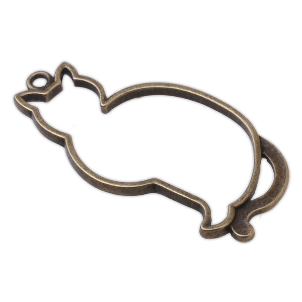 Antique Bronze Cat Open Bezel, Cat Open Back Bezel Setting for Resin, Resin Casting Bezels Diy Setting Design Frame - Pendant Blanks 20pcs