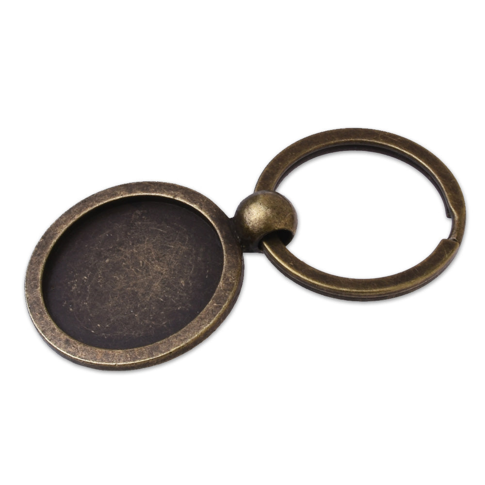 5pcs Antique Bronze Key Chain Blanks - Round Bezels Settings 25mm 1" Photos Charms,Diy key rings,keychain