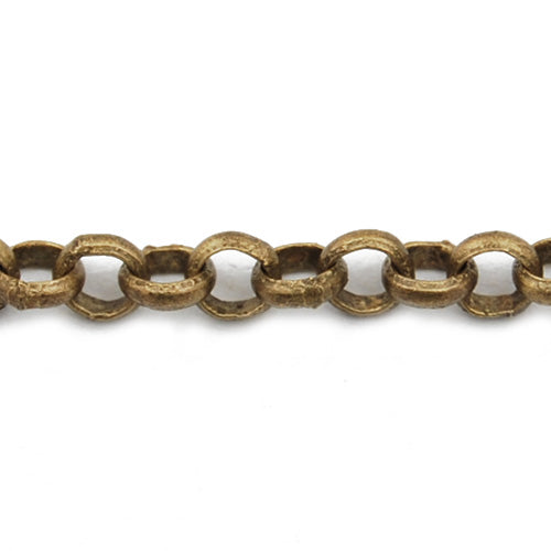 3.8mm Brass Antiqued Bronze Rolo Chain,Handmade,sold 25 meters per Roll