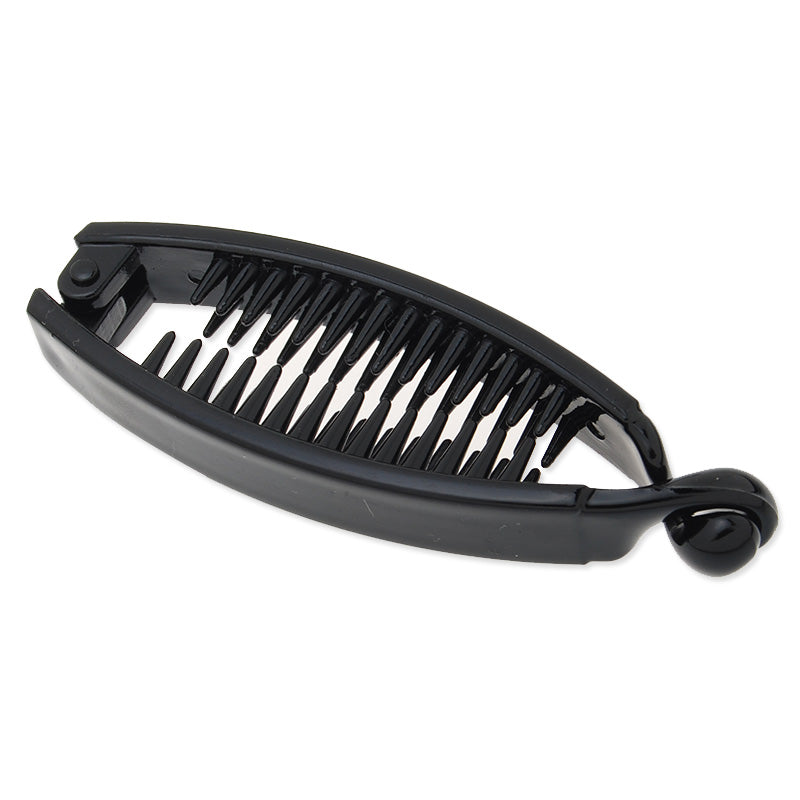 85mm Blank Black Shiny Plastic Hair Barrette(Claw) with secure extra Teeth,12mm width,20 Pieces/lot