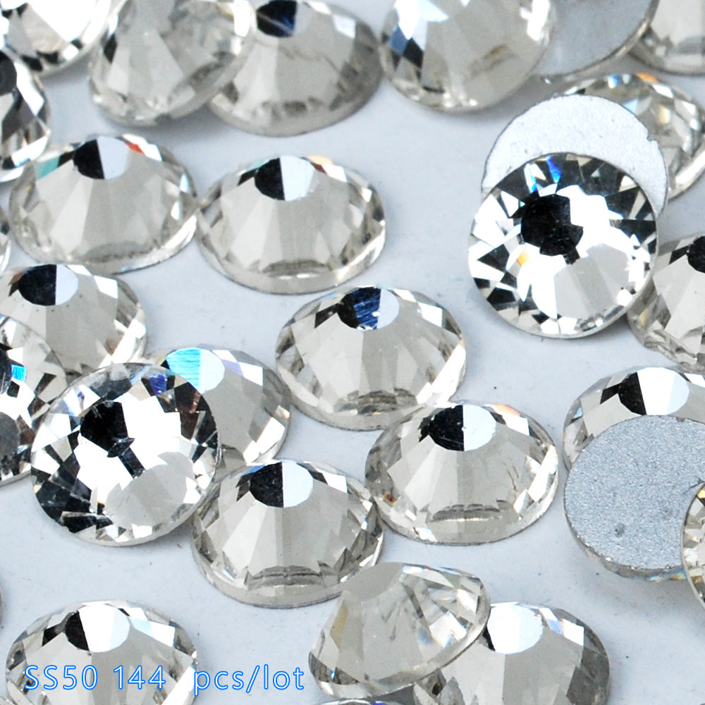 SS50 144PCS Crystal Glass Stones Machine Cut Strass Non Hot Fix Rhinestones For Nail Art,Wholesale