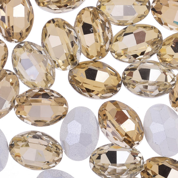 18x25mm Oval Pointed Back Rhinestones Glass Jewels point crystal Nail Art Craft Supply brown 50pcs 10184051