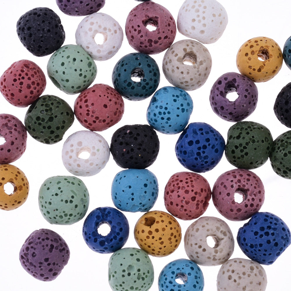 Round Lava Beads Earrings Bracelet Necklace Accessories 10mm 1.2mm hole mixed color 30pcs/lot