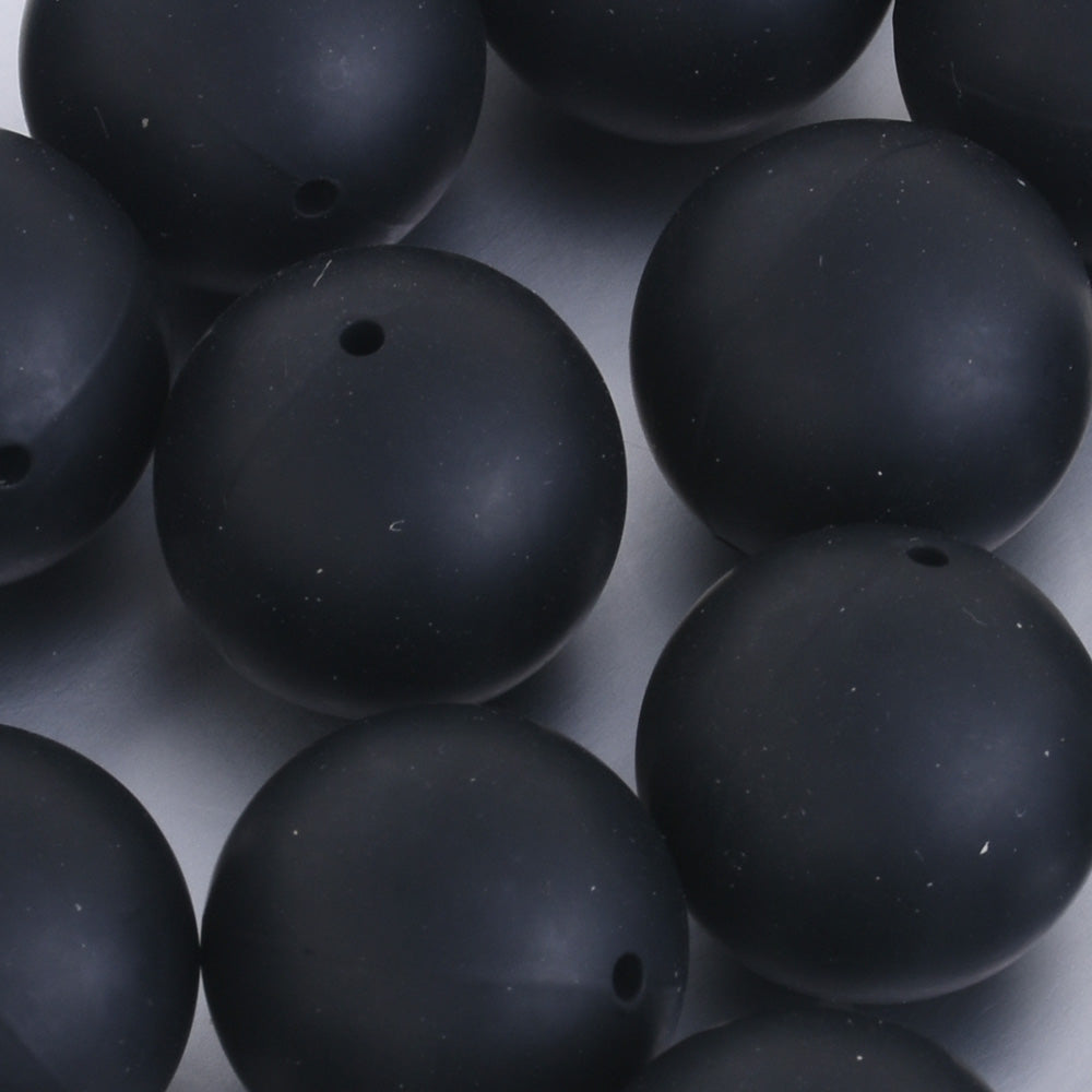 20mm Round Silicone Beads for Jewellery bpa free beads Food grade silicone sensory beads Safe Supplies black 10pcs