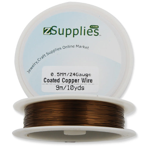 0.5MM Thick Coffee Coated Soft Copper Wire,about 9M/10yds per Roll,24Gauge,Sold 10 Rolls Per Lot