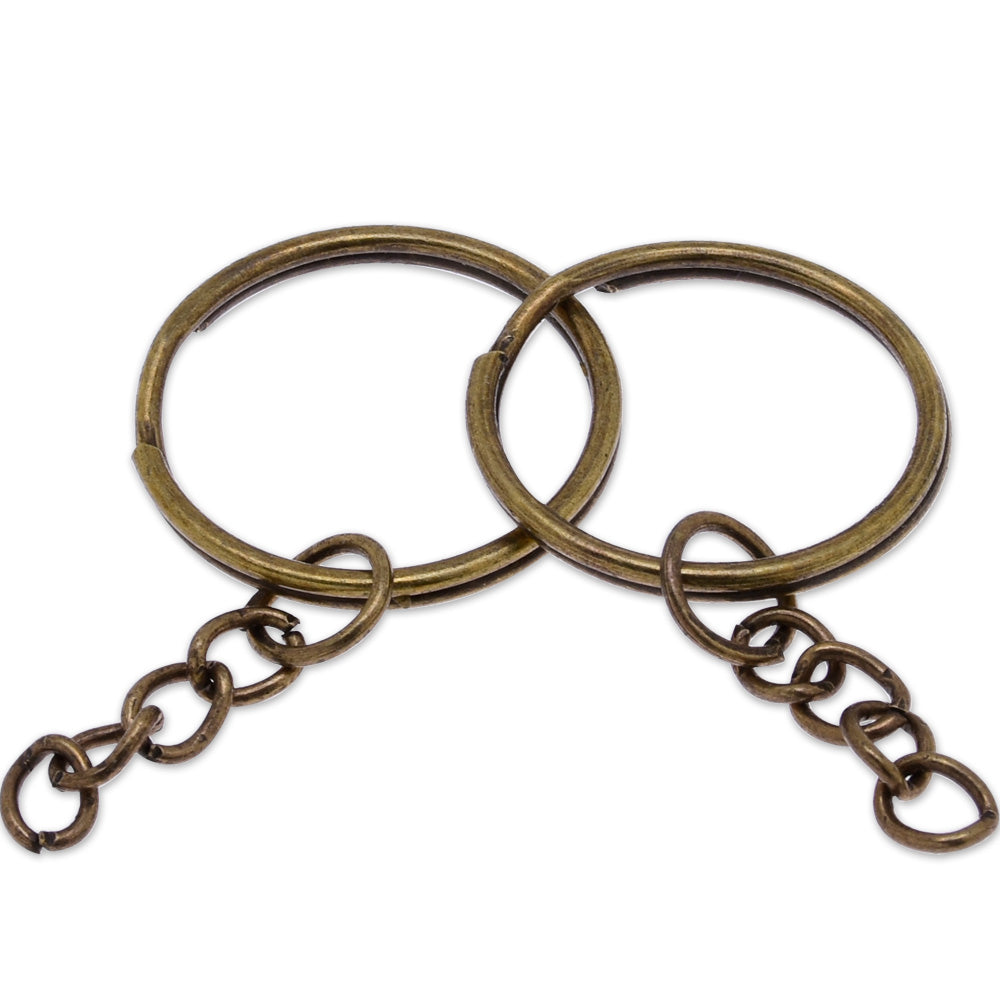 22mm Iron Keychain Rings with chain Split Key Ring Key Accessories Jewelry Making Key Ring Findings antique bronze 50 pcs 10183708