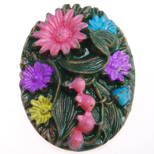 2014 New 31*40MM Oval “Spider” Resin Flatback Cabochons,Olive Green and pink;sold 20pcs per pkg